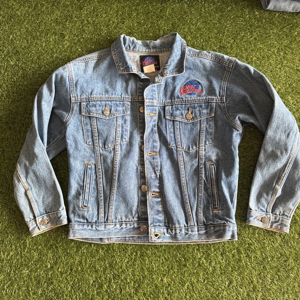 Vintage Planet Hollywood Toronto Jean Jacket  90's Trucker Embroidered Denim